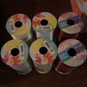 6 rolls of wide ribbon.